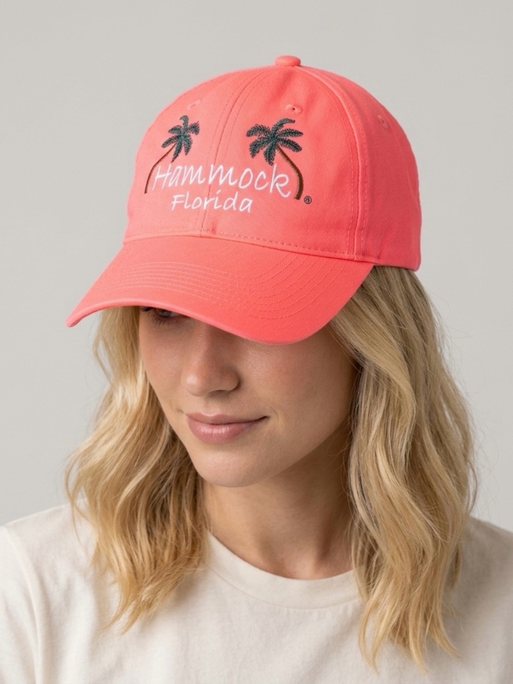 Hammock Beach Florida Neon Pink Embroidered Cotton Baseball Cap